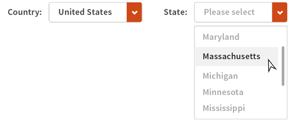 Country and state drop down lists